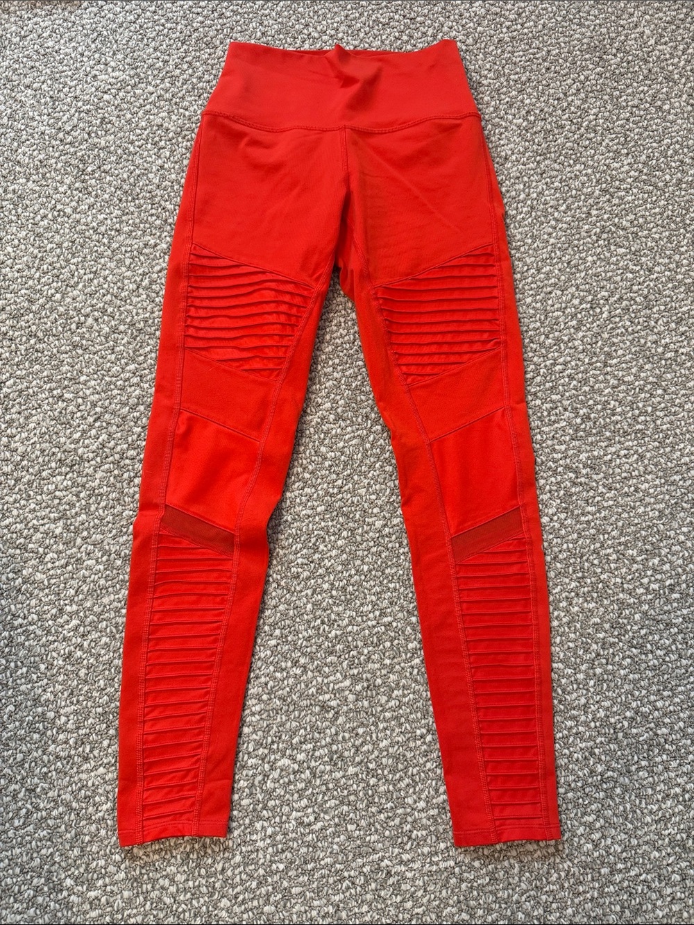 ALO Yoga Red Moto Ribbed High-Waist Jeggings